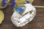 Ring Silber 925/- mit Opal, zerknittert